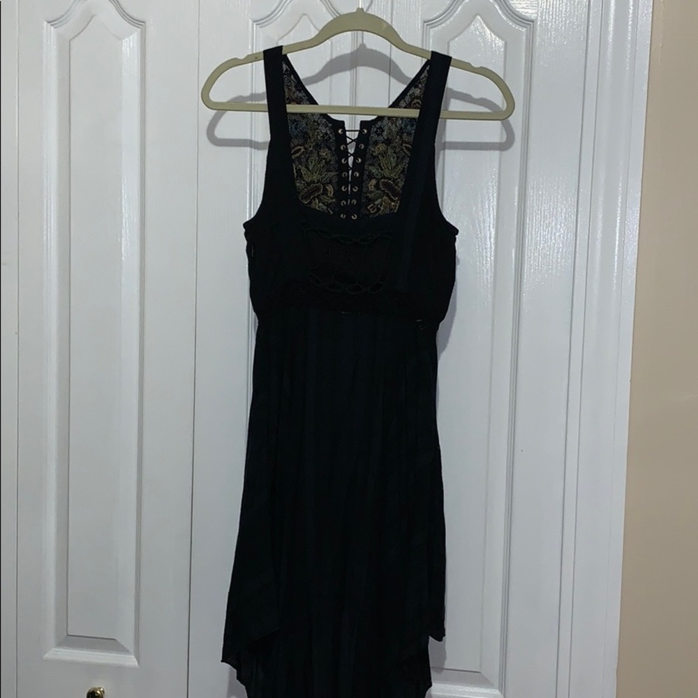 Free People Embroidered Lace Up Plaid Dress - Picture 7 of 9